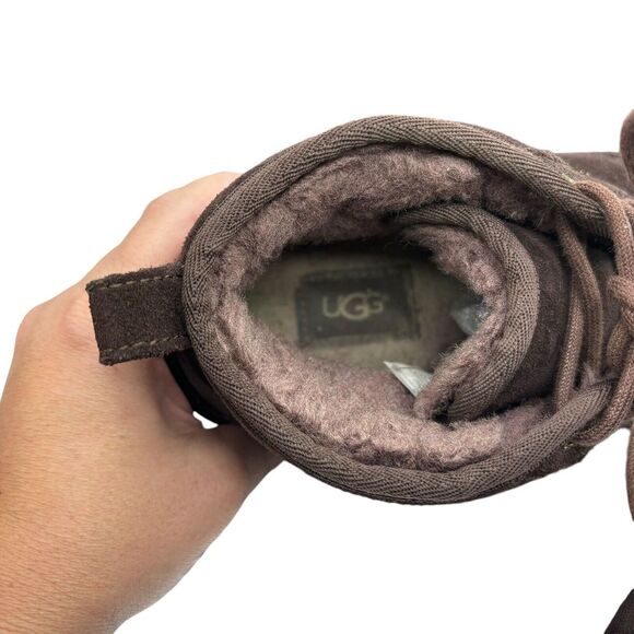 UGG Mens 6 Brown Neumel Fur Lined Suede Lace Up Casual Boot Shoes - Picture 8 of 9